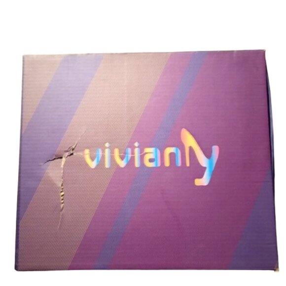 Vivianly Womens Pointed Toe Stiletto Heel Rhinestones Mid-Calf Boots Size 9 Blue - Picture 4 of 10